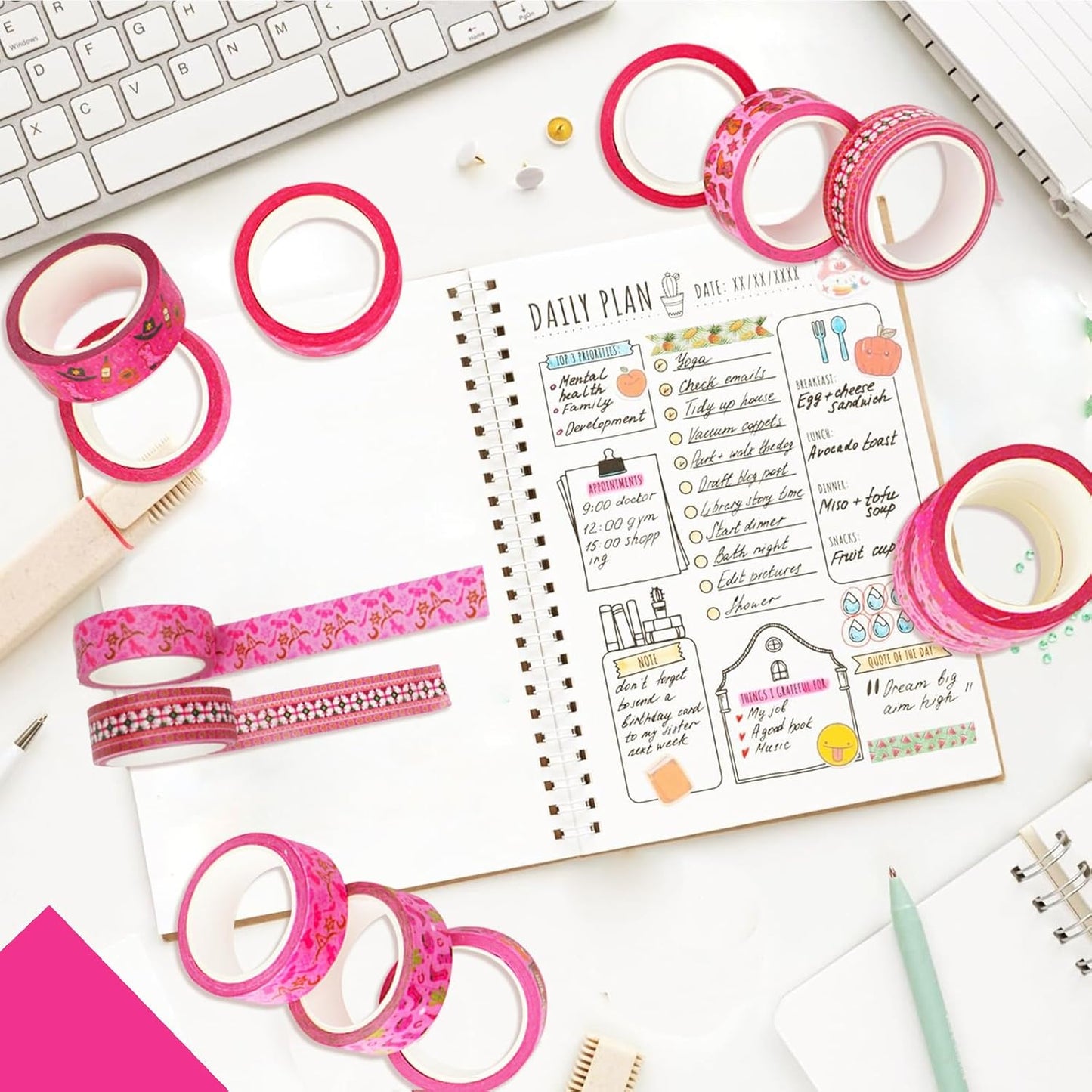 12 Rolls Western Washi Tape, Pink Wild West Masking Tapes, Western Cowboy Cowgirl Decorative Paper Stickers for Scrapbook Journal DIY Art Crafts Wrapping Birthday Party Supplies 16.4FT