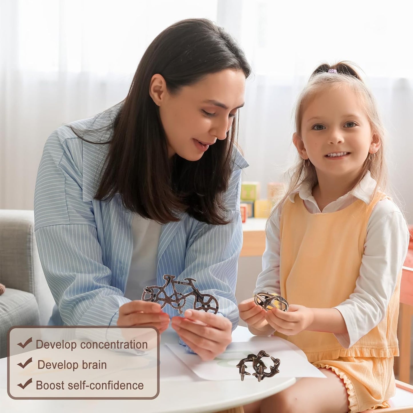 9pcs Metal Puzzle for Adult Disentanglement Puzzles Lock Puzzle Games Set Gift for Adults Teenagers