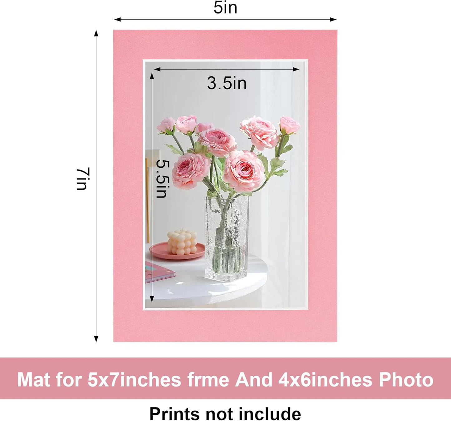 HOTUO 10 Pack 5x7 Mixed Colors Picture Mats, 4 Ply Thickness Frame Mattes for 4x6 Photo, Photo Mat with Core Bevel Cut, for Frames/Artwork/Print/Picture