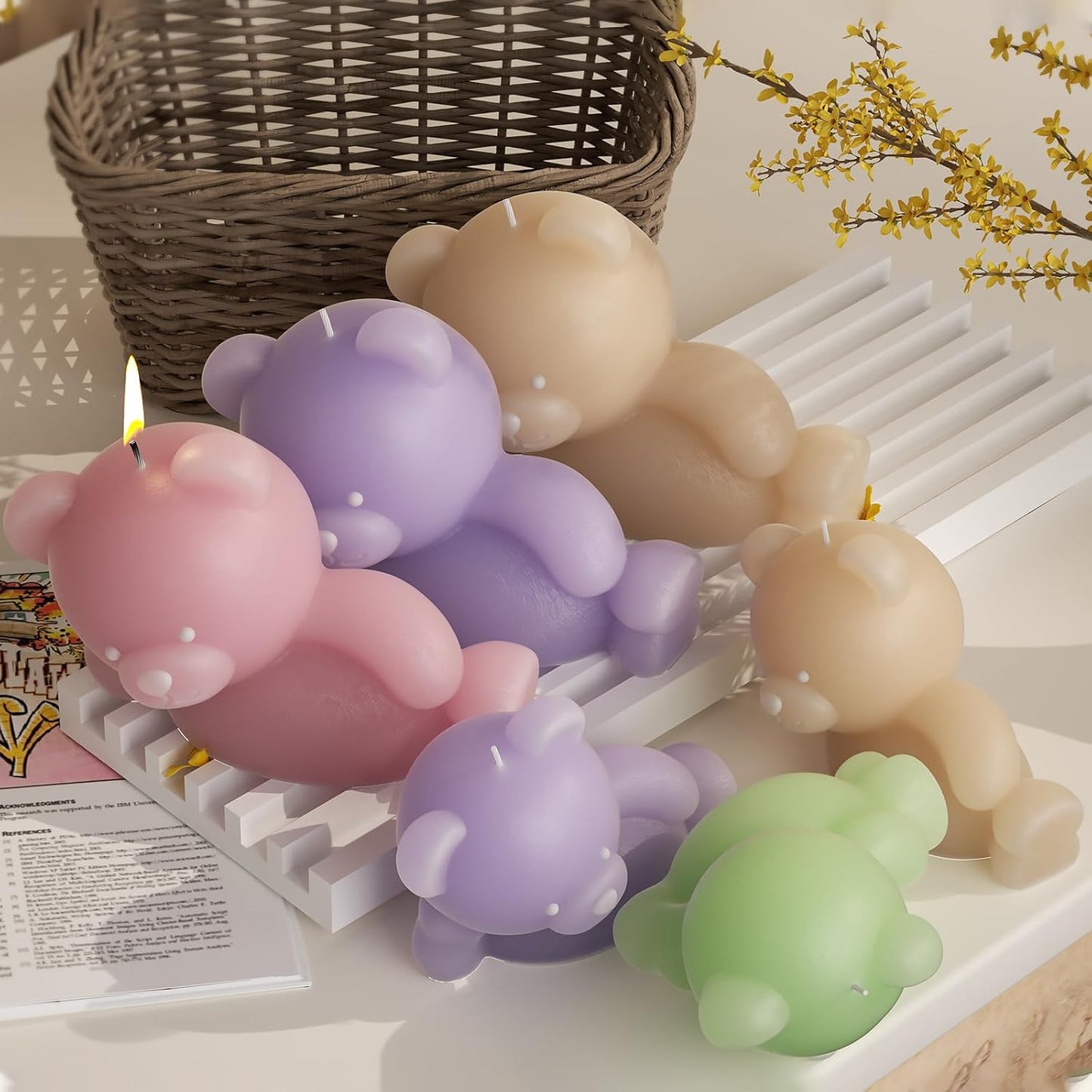 2 Pack Bear Silicone Molds for Candle Bear - Resin Casting Silicone Molds for Home Decor & Candle Making Wave Spiral Mold