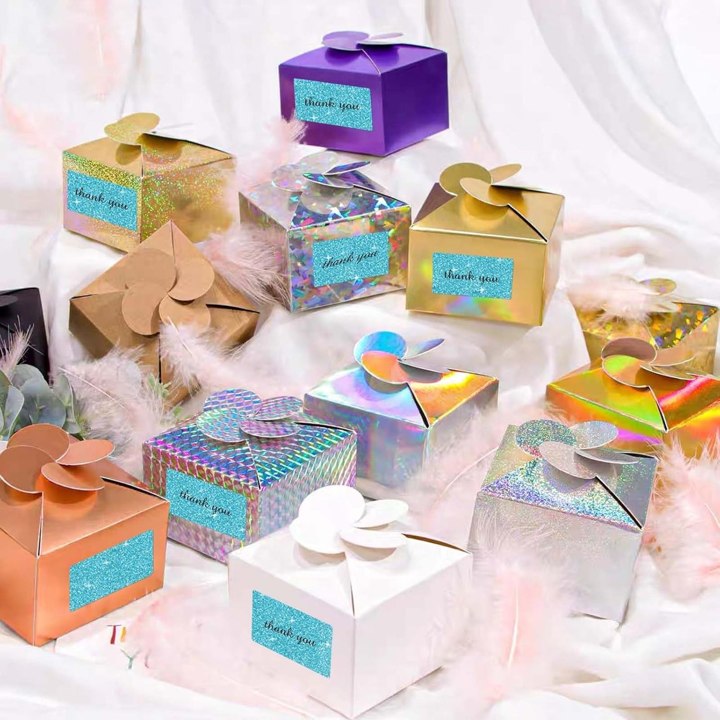 2.25"x1.25" Holographic Thermal Labels Stickers, Glitter Direct Thermal Printer Labels, Waterproof Self-Adhesive Address Shipping Label Stickers, 300 Sheet/ 1 Roll, Holographic Shiny Blue