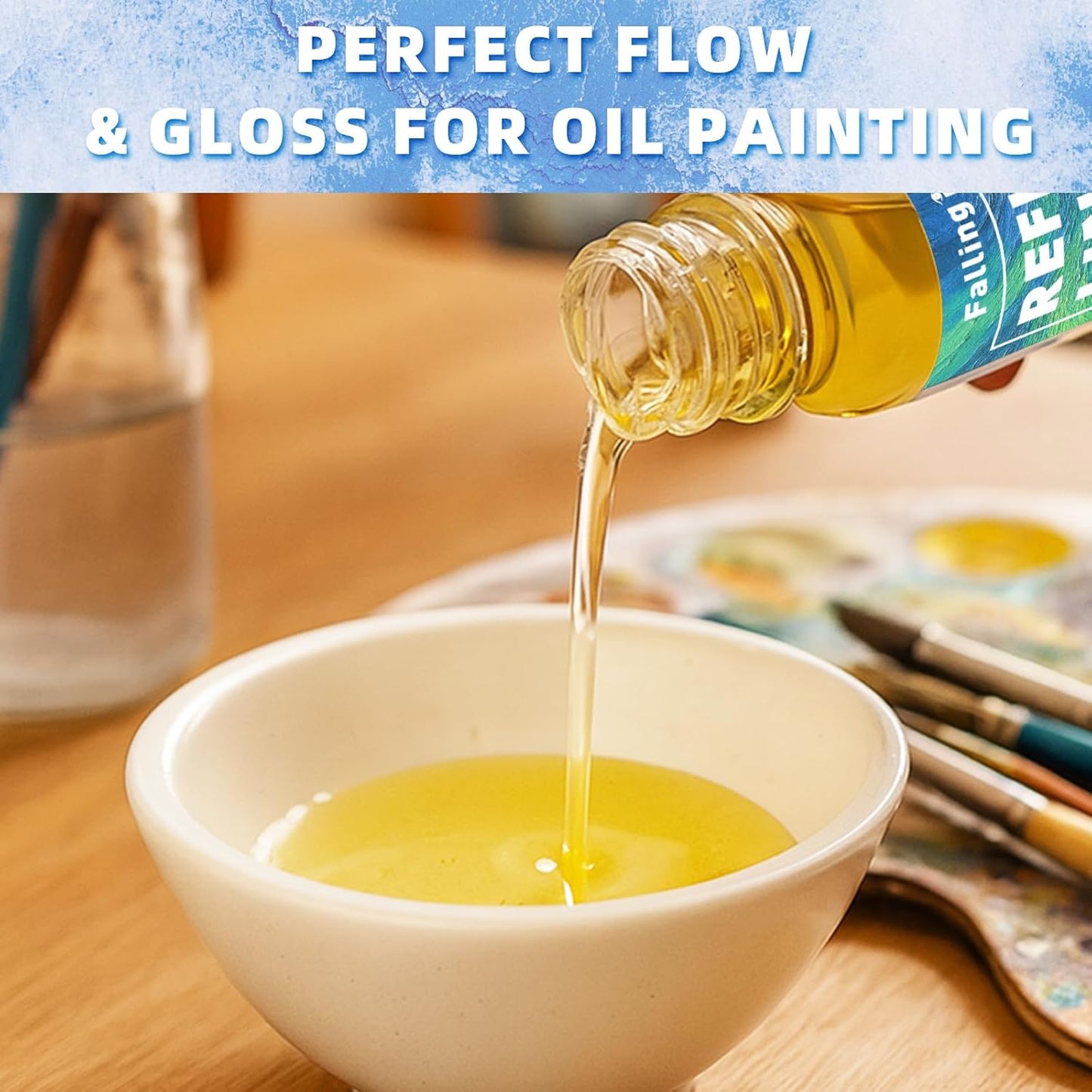 Falling in Art Refined Linseed Oil for Painting, Oil-Based Paint Thinner for Artists and Professionals, 2.5 Oz Bottle
