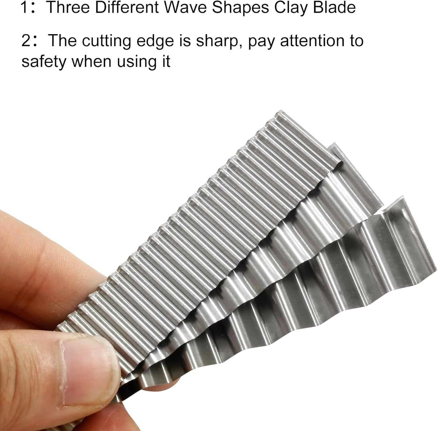 Litoexpe 5pcs Polymer Clay Cutters, Carbon Steel Clay Slicer Blade Set, Flexible Polymer Clay Cutting Slicing Tools for Clay DIY, Sculpting Modelling （Straight and Wave）