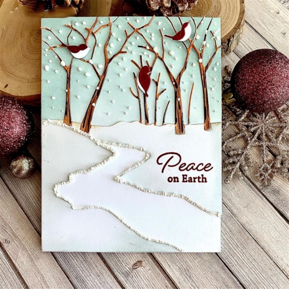 Mvchifay Cutting Dies Happy Birthday Metal Stencils Scrapbooking Tool DIY Emboss Paper Card Making (Roads and Trees-11x14cm)