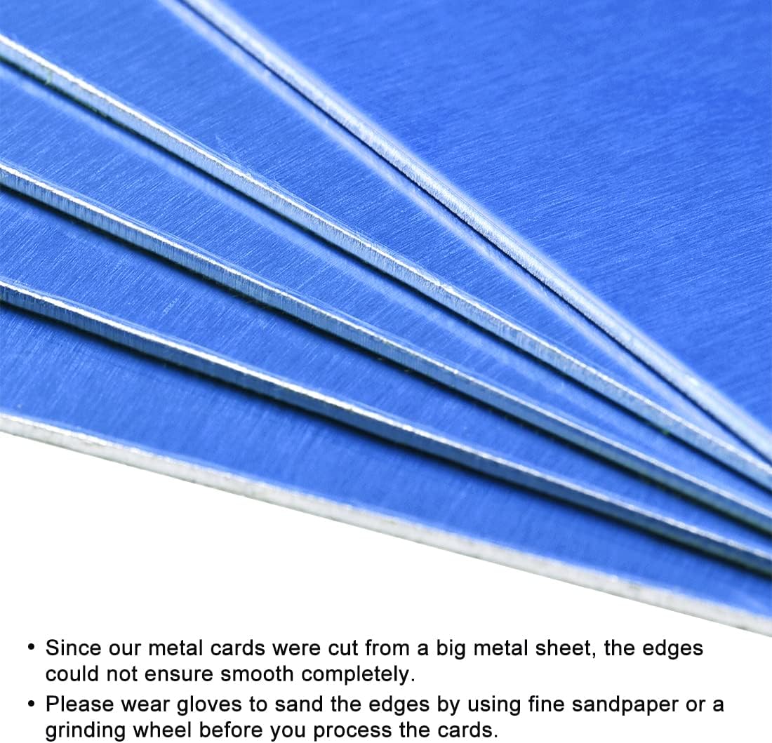 uxcell Blank Metal Card 88x53x0.8mm Anodized Aluminum Plate for DIY Laser Printing Engraving Blue 5 Pcs