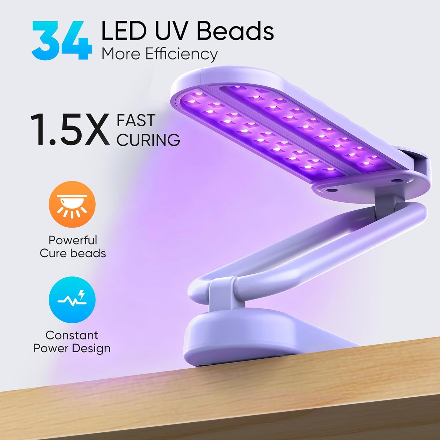 PPESULK Cordless UV Light for Resin Curing, 3000mAh Rechargeable Fast UV Light with 34 Beads and LCD Timer Display, Portable UV Resin Curing Machine for Resin Molds, Jewelry Making, DIY Crafts