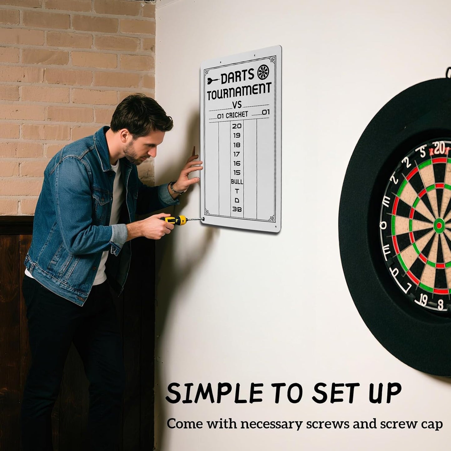 Dart Scoreboard-Dry Erase Scoreboard for Cricket and 01 Games, Dart Board Accessories with 2 Dry Erase Makers(15.3 x 9.8 inches)