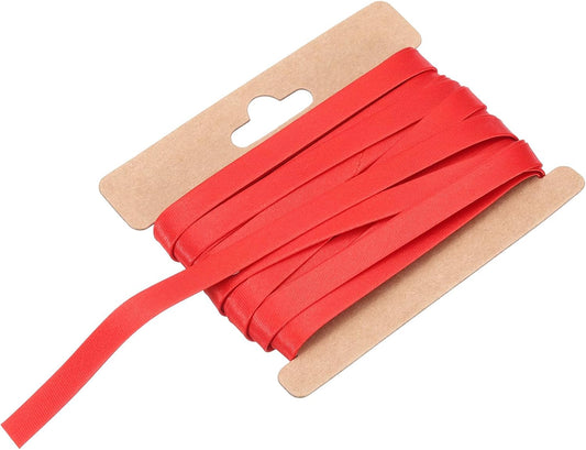 MECCANIXITY Double Fold Bias Tape for Sewing 1/3 Inch x 6 Yards Satin Pre-fold Continuous Binding Tape for Seaming Quilting Hemming Binding DIY Crafts, Red