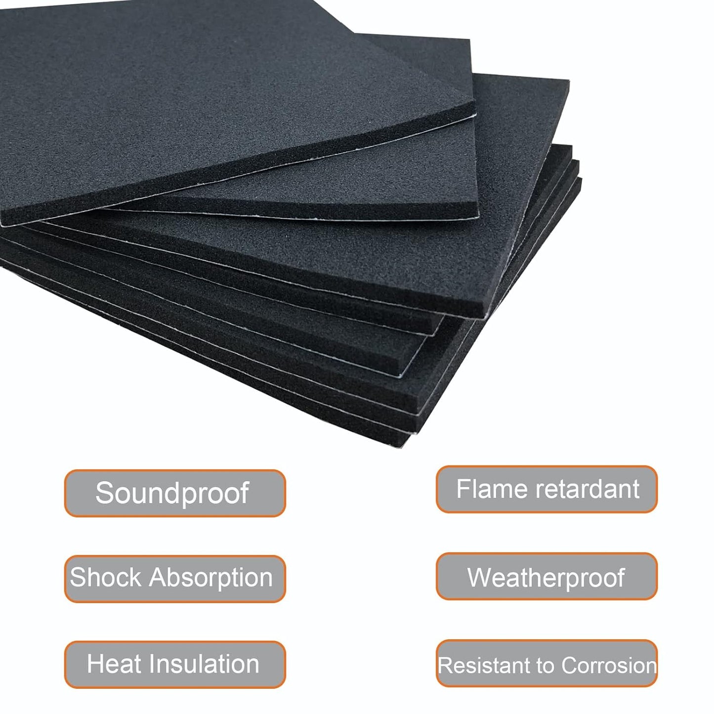 8 Pcs Black Adhesive Foam Padding, Closed Cell Foam Sheet 1/8" Thick 6 Inch X 6 Inch, Adhesive Neoprene Rubber Pad Self Stick Anti-Slip Anti Vibration Pad (6inX 6inX 1/8in, 8)