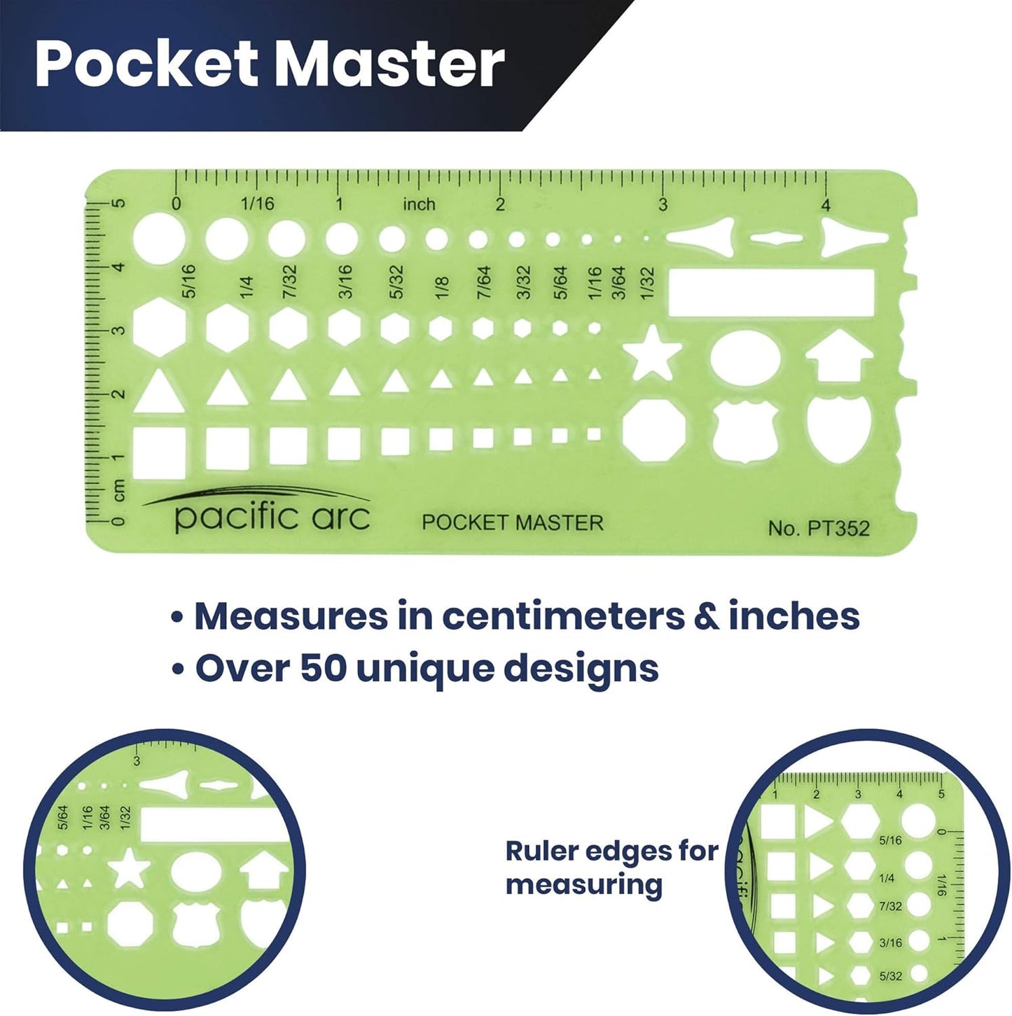Pacific Arc Pocket Master Template Guide, Featuring Perfect Circles, Hexagons, Triangles, and Squares