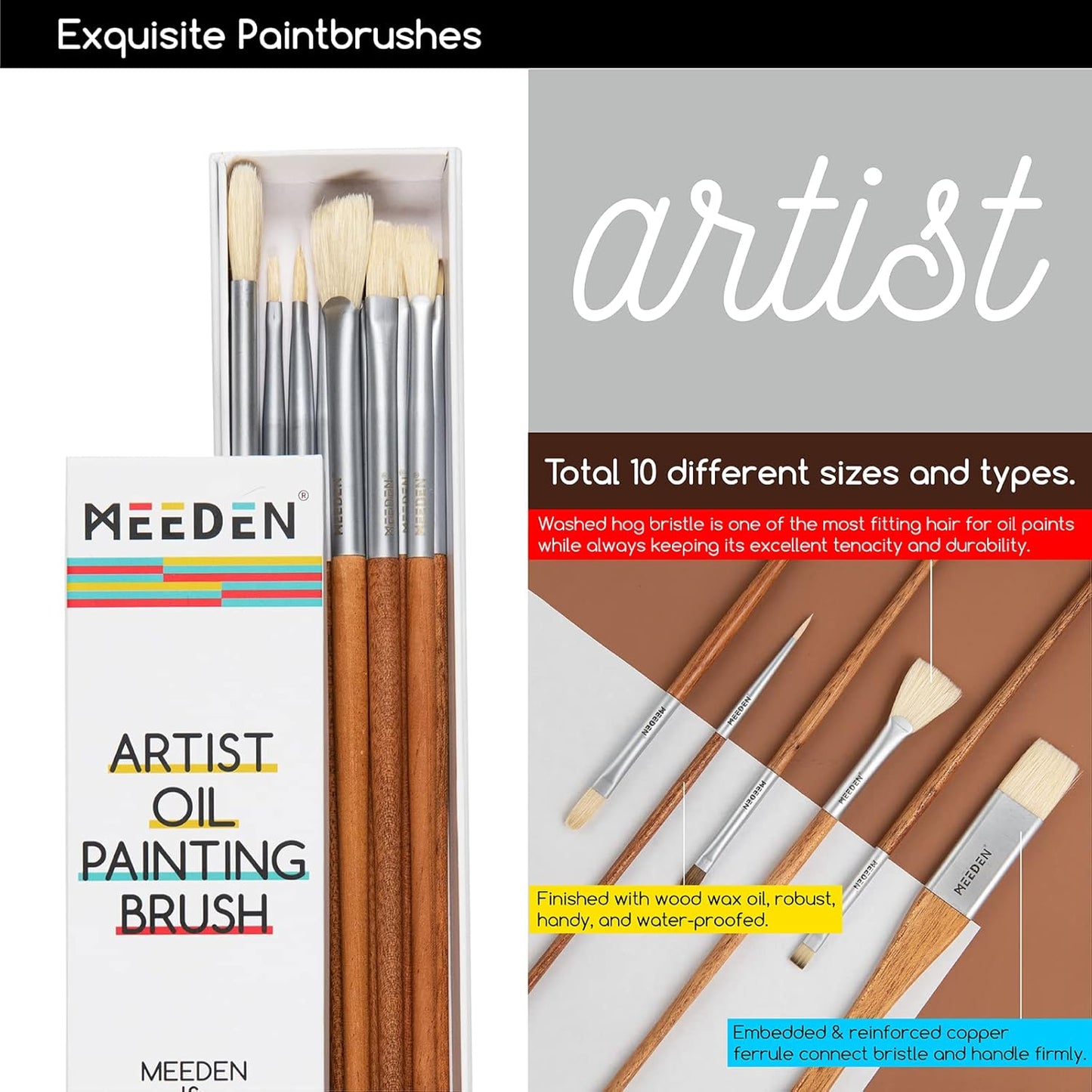 MEEDEN Oil Painting Kit, Painting Sets with Sketch Easel Box, Professional Art Paint Supplies Kit with Paint Brushes, Palette Knives, Canvases for Painting Supplies for Adults