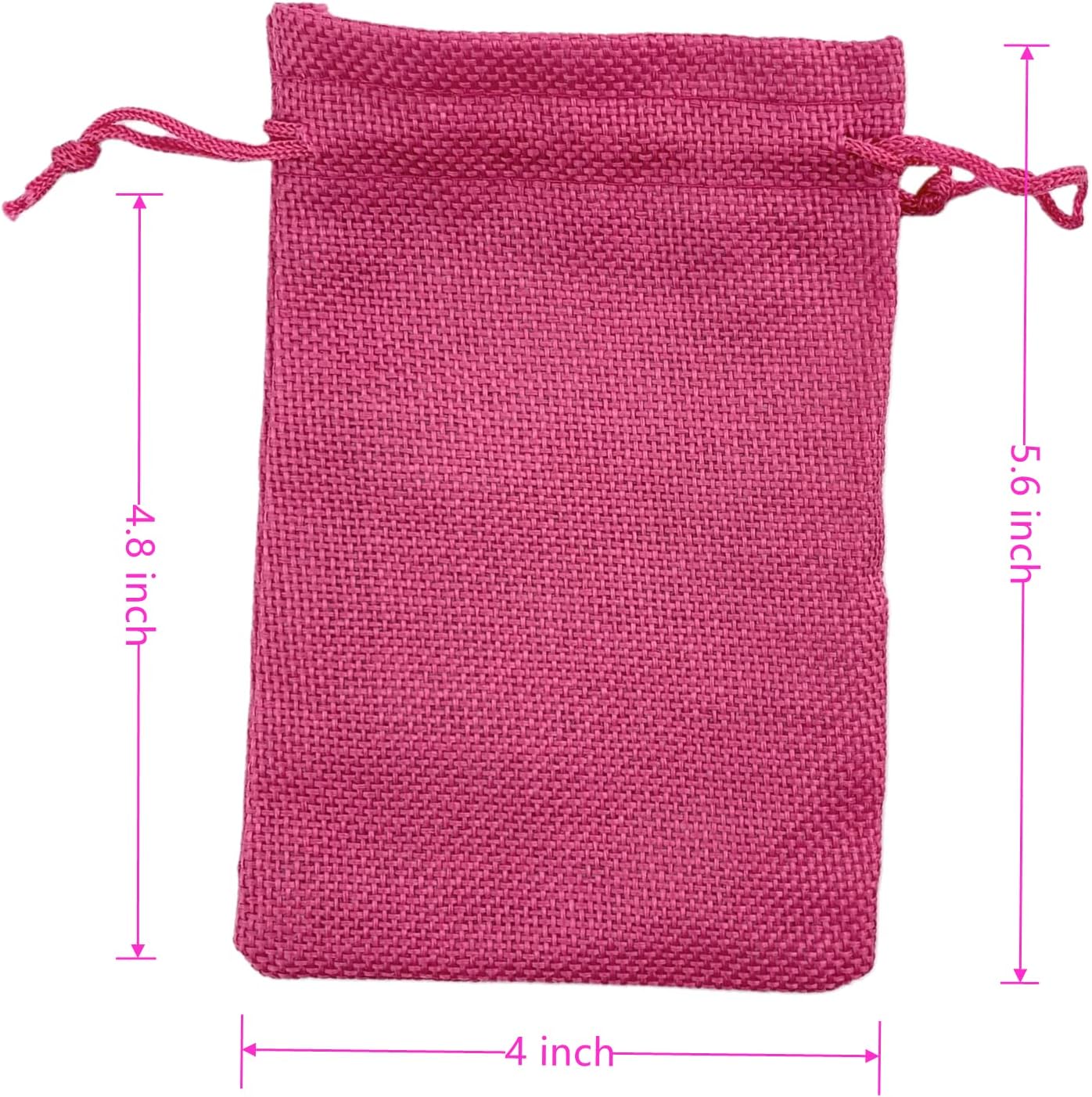 Palmhomee Pack of 25 Burlap Gift Bags with Drawstring Linen Jewelry Pouches Wedding Hessian Jute Bags for Birthday Jewelry and Treat Pouches Party Wedding Favors Gift Art and DIY Craft (4x5.6 Inch, Fuchsia)