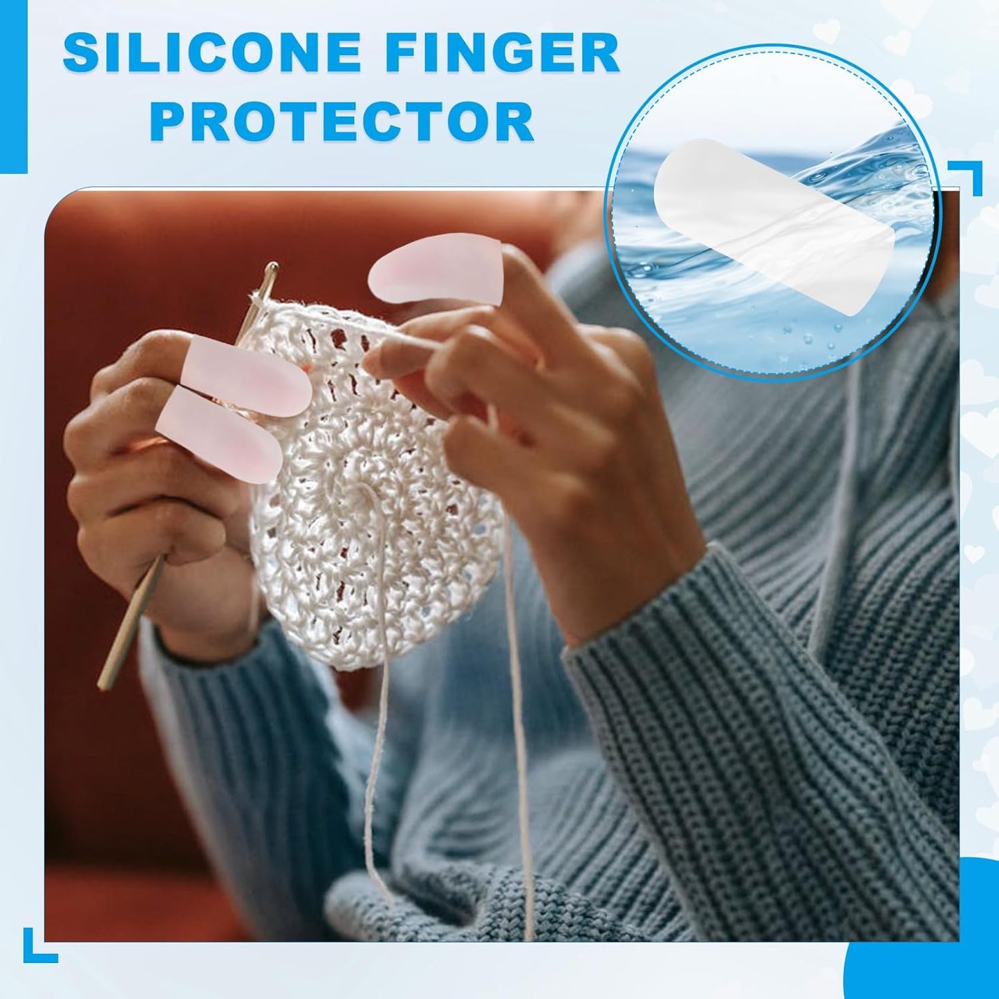 PATIKIL Gel Finger Cots 2"x0.79", 14 Pcs Silicone Finger Protector Support Finger Sleeve Cushions Thumb Protector Covers Fingertip Caps Gloves for Finger Cracking, White