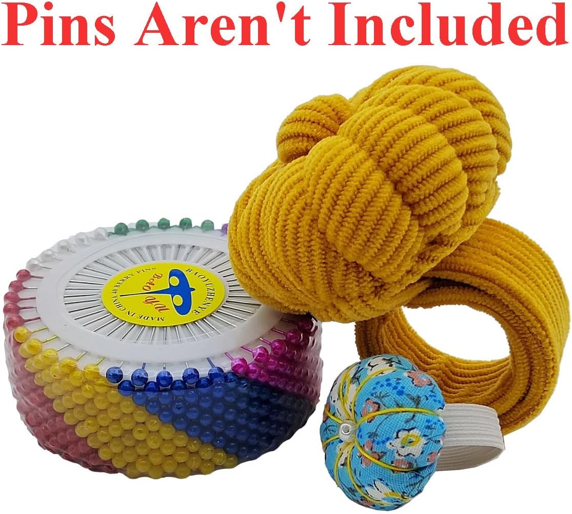 Wrist Pin Cushion Pincushions Needlework DIY Handcraft Needles Holder for Sewing and Quilting Pop Snap Ring with 1 Elastic Strap Finger Ring Pincushions Pumpkin Shaped