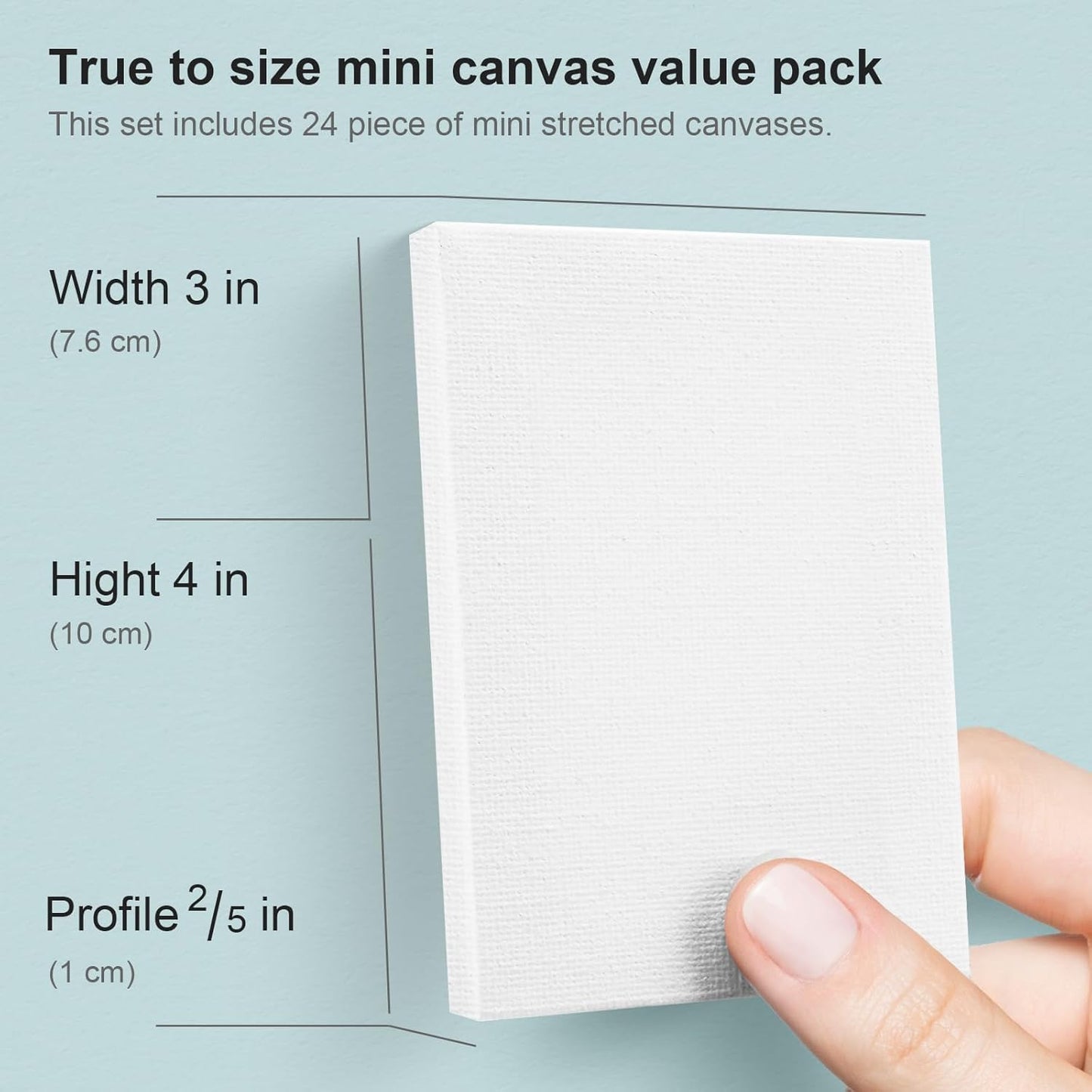 AUREUO Mini Stretched Canvas - 3x4 Inch/24 Pack - 2/5 Inch Profile Small Square Canvas - Gift Set Bulk Pack Canvases for Acrylic Painting & Craft