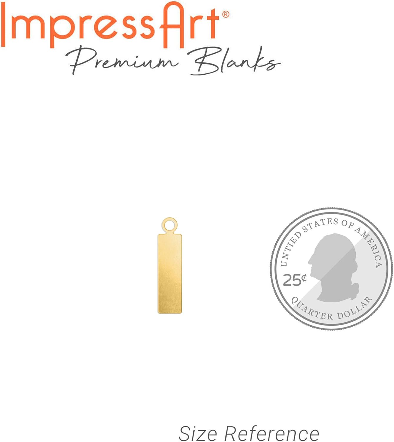 ImpressArt - Premium Metal Stamping Rectangle Blanks for Metal Stamping and Jewelry Making (24 Pack) (5/8" Rectangle Tag w/Ring, Brass)