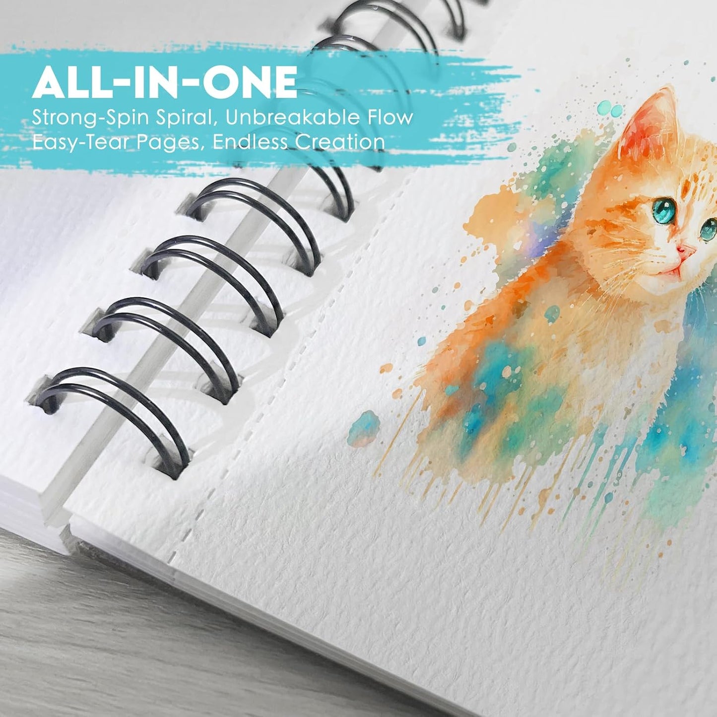 KOVIEDE 100% Cotton Watercolor Paper Pad - 30 Sheets 5.5"x8.5" Spiral Bound, 140lb/300gsm Cold Press Watercolor Sketchbook, Artist Quality Art Journal Supplies for Adults, Kids & Beginners, Pink