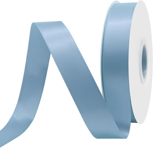 Dusty Blue Satin Ribbon 1" X 50 Yards Solid Color Double Faced Ribbons Perfect for Crafts Wedding Decor Bow Making Arts Sewing and More