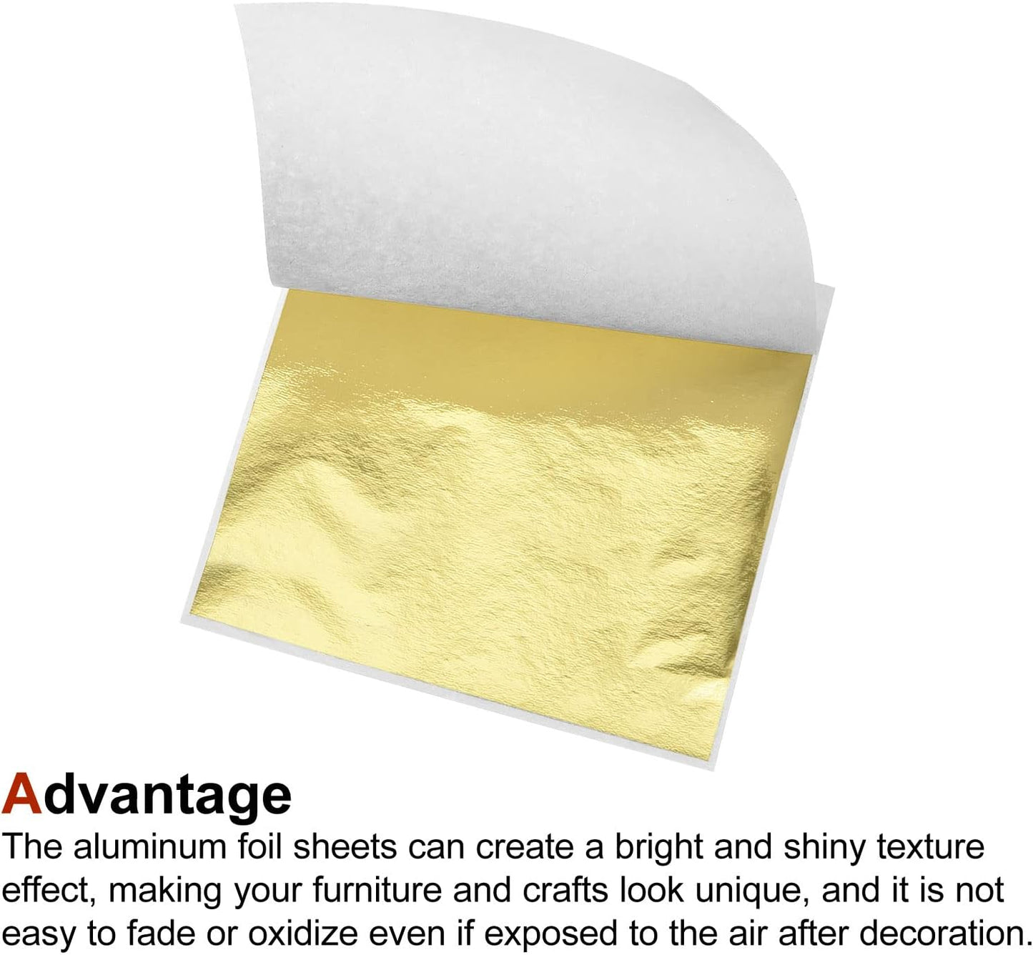 MECCANIXITY Gold Leaf Foil Sheet, Bright Golden Leaf Papers, 3.3 x 3.1inch for Art Decoration, Sculptures, Painting, Pack of 100