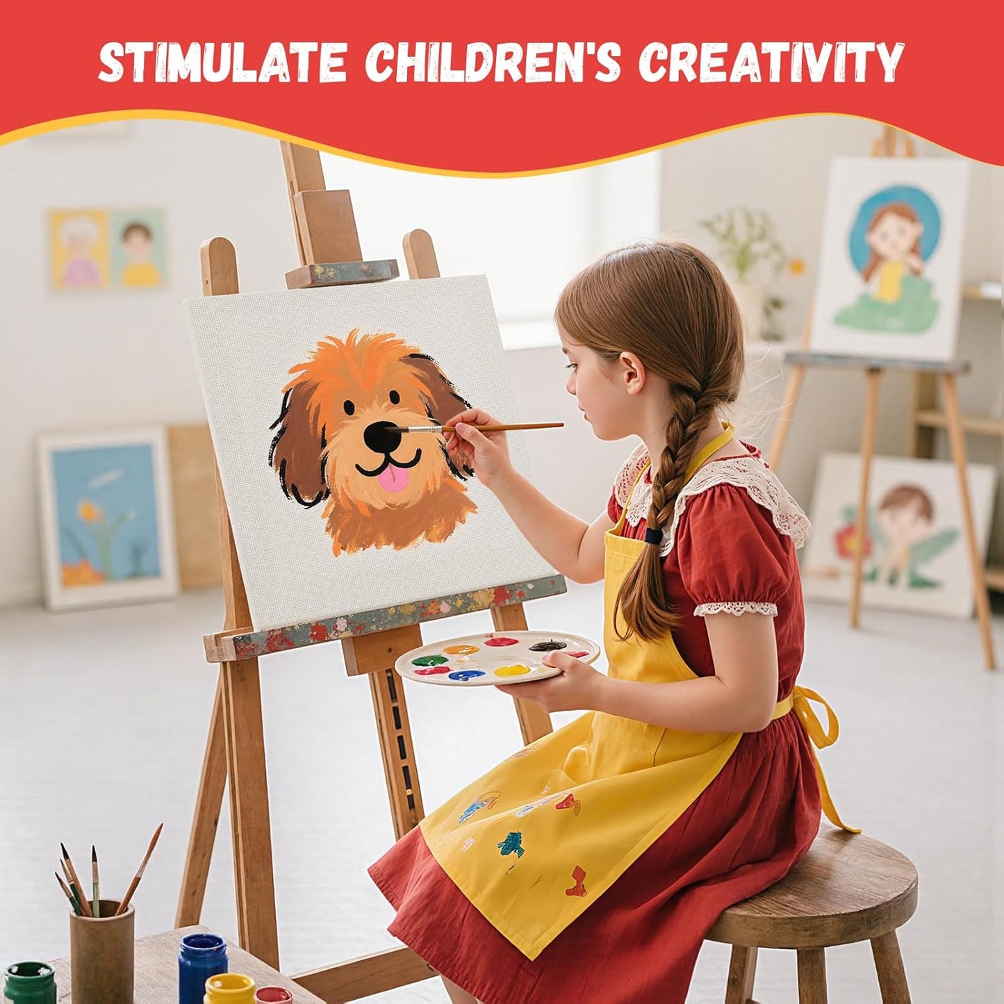 Simetufy 10x10inch Square Canvas Boards for Painting, 12 Pack Paint Canvas Panels Cotton Primed Acid Free for Acrylic, Watercolor, Gouache& Oil