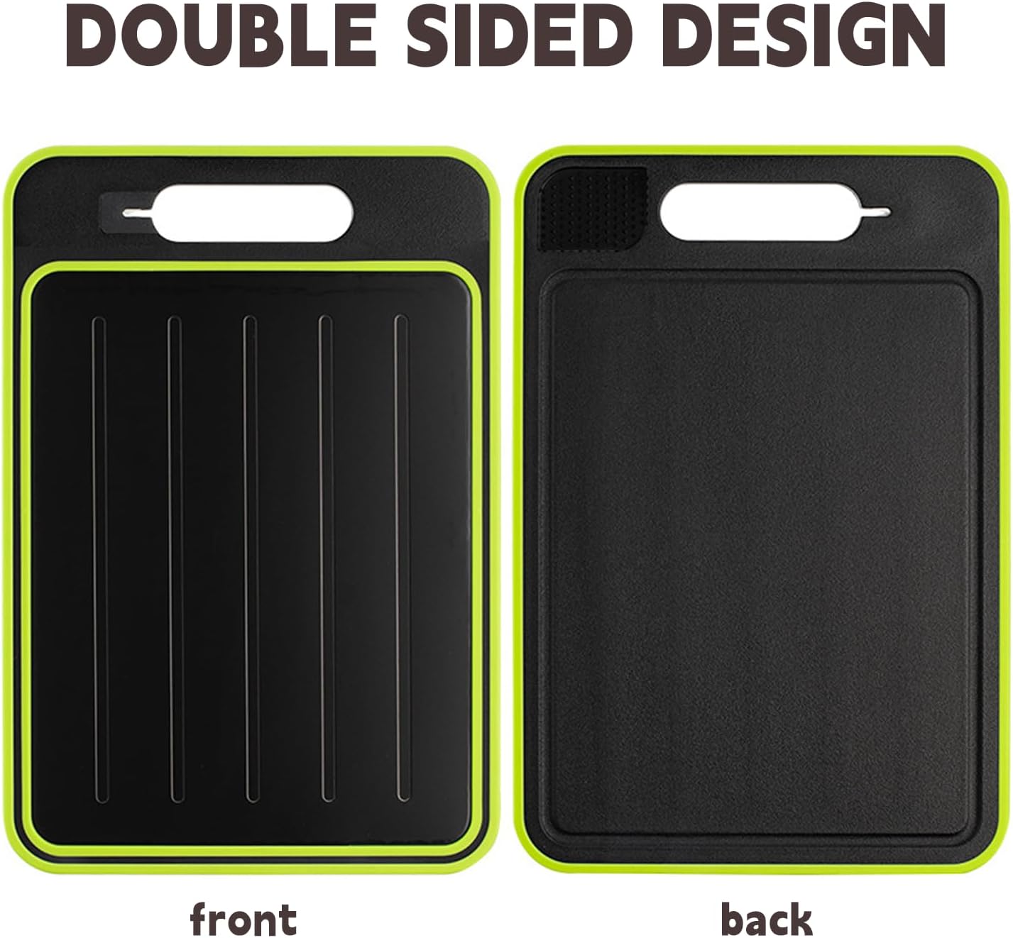 Cutting Board Double Sided,2 Pcs Vegetable Board With Sharpening Stone,Large Size+Small Size,Food Grade Stainless steel and Wheat straw PP Material,Eco-Friendly (black)