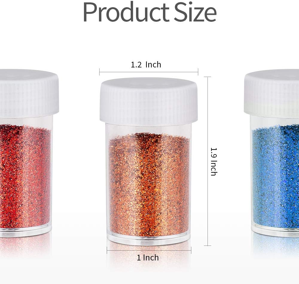 Teenitor Fine Glitter for Crafts Set, 24 Jars Hair Glitter for Face and Body Glitter, Extra Fine Glitter for Resin Craft Glitter, Nail Glitter