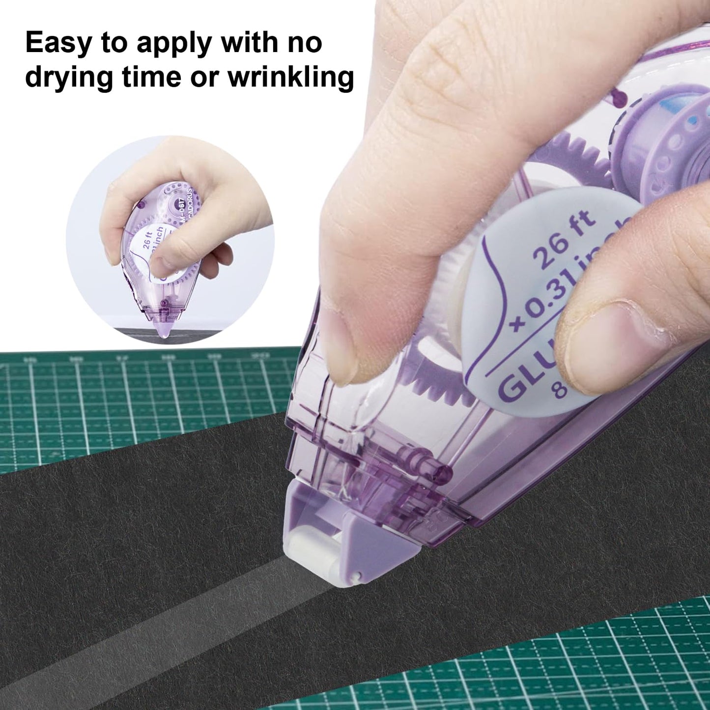 Double Sided Tape for Crafts, Pack of 6 Glue Tape Roller, 26 Ft x 0.31 in Scrapbook Tape, Tape Runner for Scrapbooking Supplies, Office, School, Craft Supplies and Journaling Supplies.