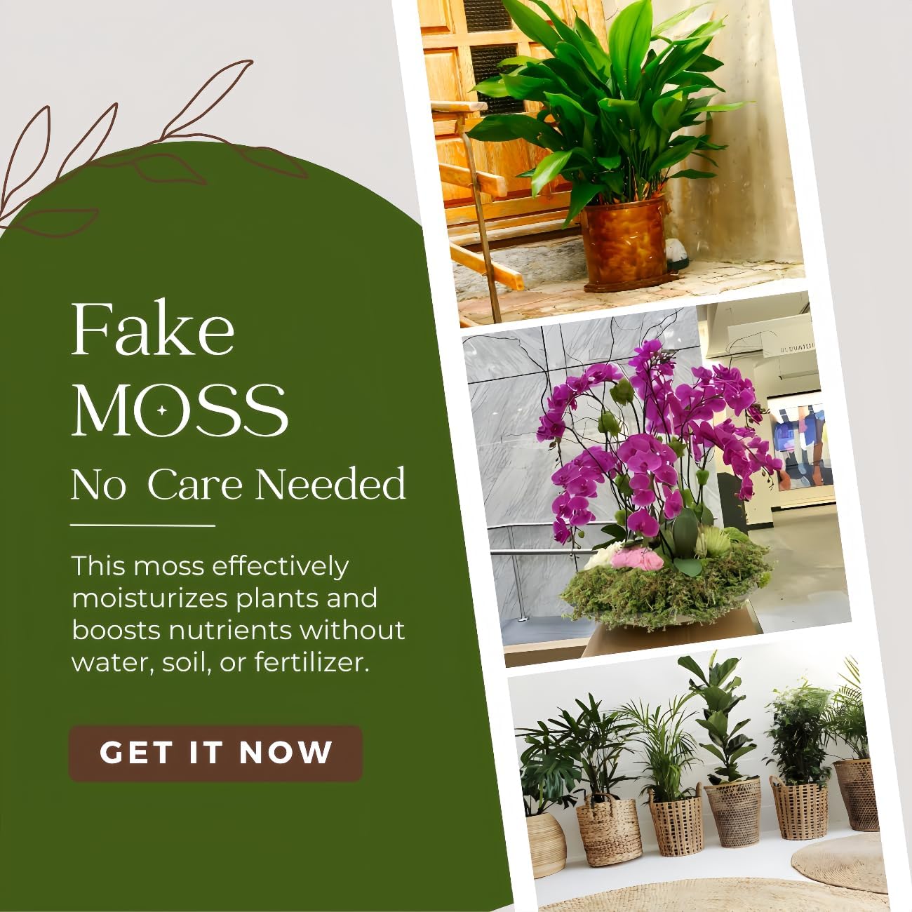 BYHER 35 OZ Large Capacity Fake Moss for Plants Indoor, Fresh Green Moss for Potted Plants Craft Moss for Home & Office Decor Fairy Garden Decoration (Fresh Green - 992gr)