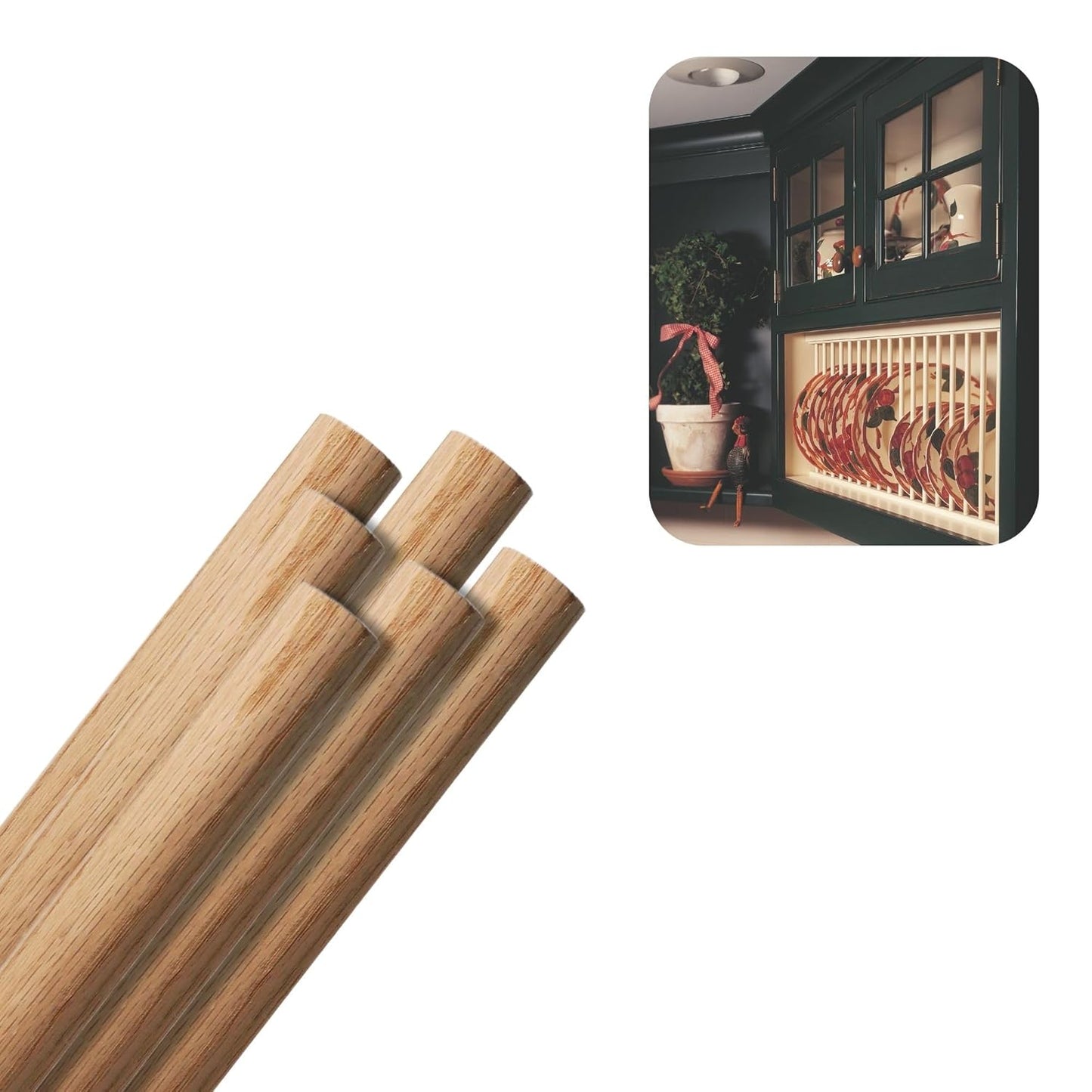 Red Oak Round Dowels (1" x 36", Pack of 6) | Variety of Diameters & Wood Species | Unfinished Wooden Dowel Rods for Crafts & DIY Home Projects | Curtain Rod, Macrame Supplies, Moulding Trim, Flagpole