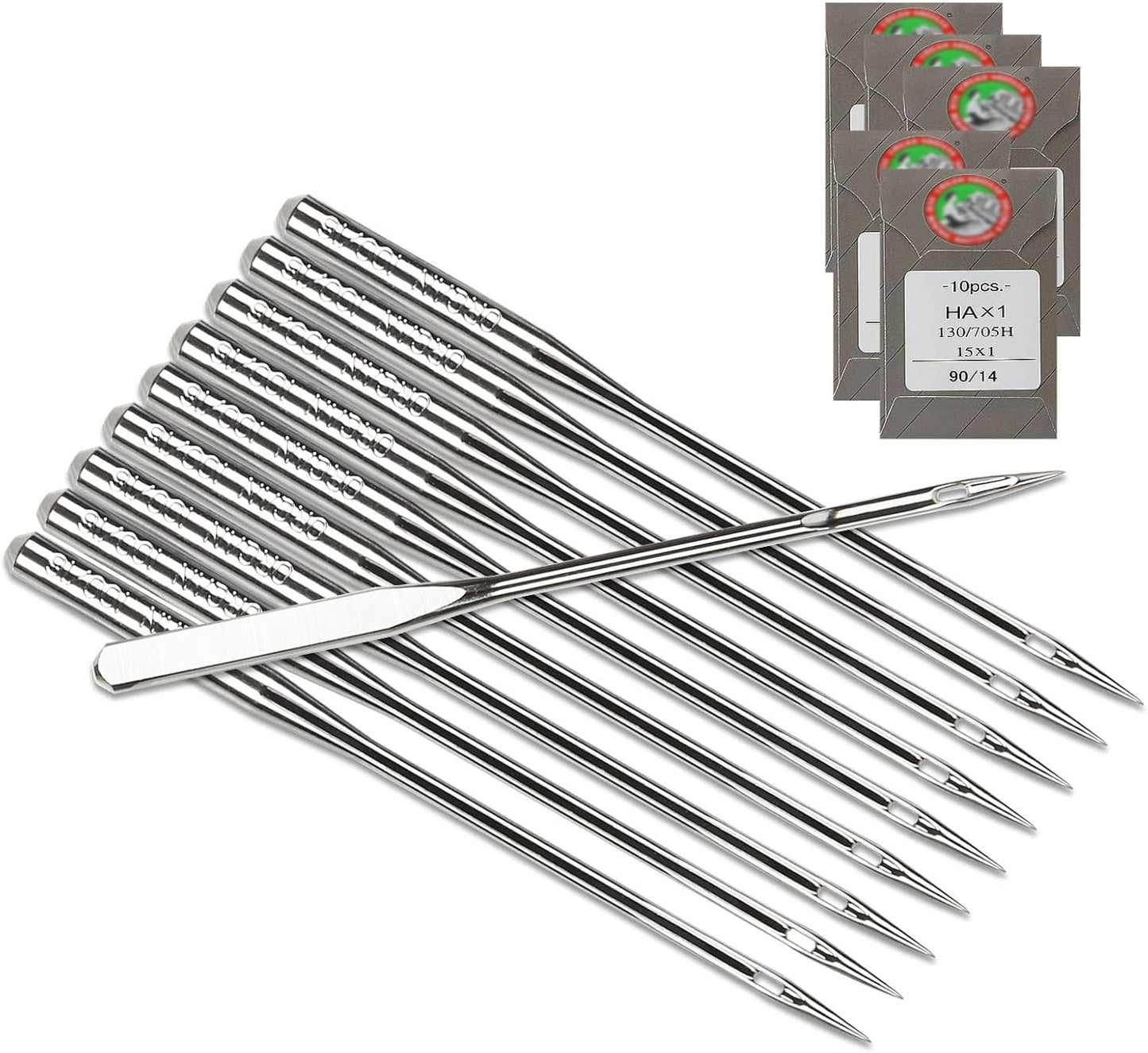 50 Pcs Embroidery Sewing Needles for Brother Machine Needles Size 90/14 130/705H HAx1 Sewing Needles for Brother Sewing Machine (5 Pack of 10 Needles)