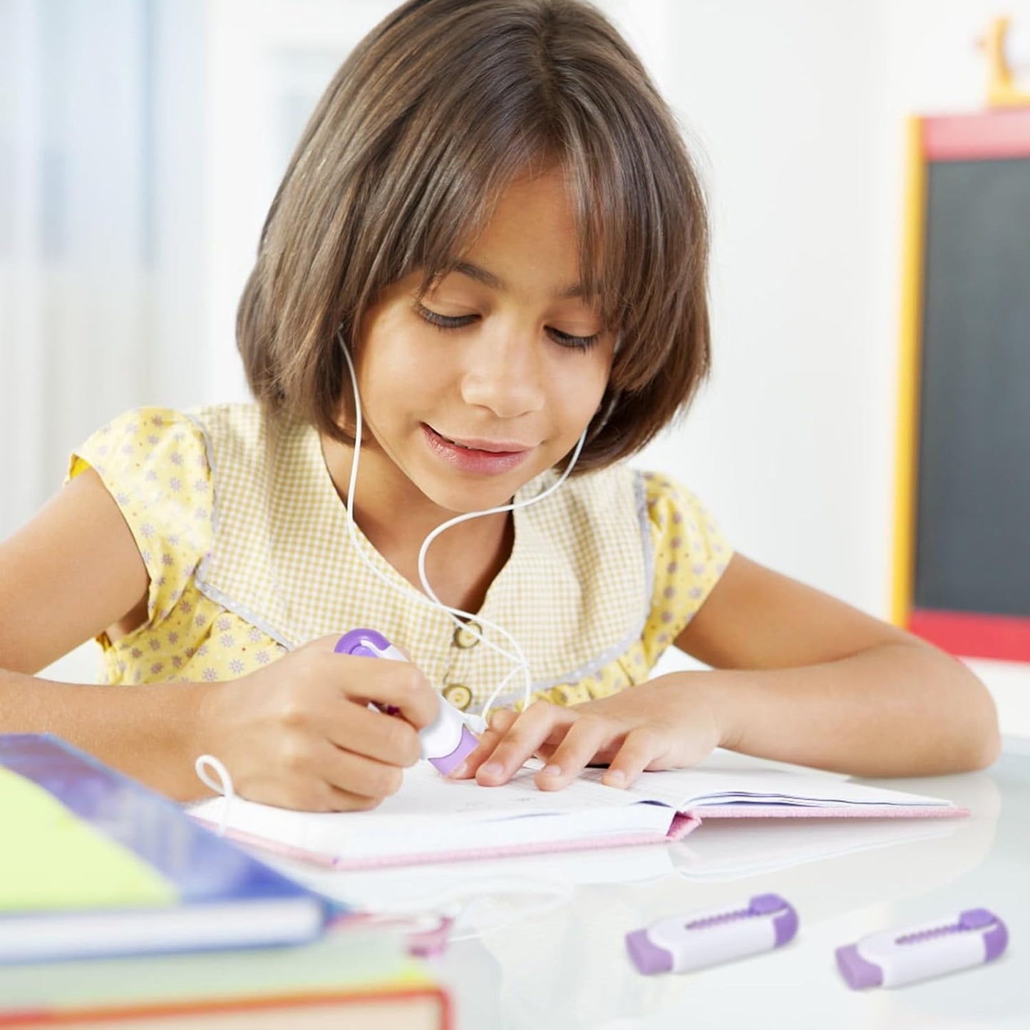 Pencil Erasers, Retractable Erasers for Pencils - White Purple, Pack of 5