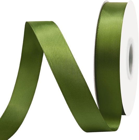 Moss Satin Ribbon 1 Inch X 50 Yards Solid Color Double Faced Ribbons Perfect for Crafts Wedding Decor Bow Making Arts Sewing and More