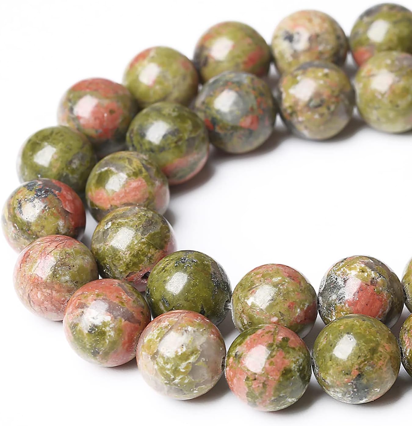 60pcs 6mm Natural Unakite Gemstone Beads Round Loose Beads for Jewelry Making DIY Bracelet Necklace…