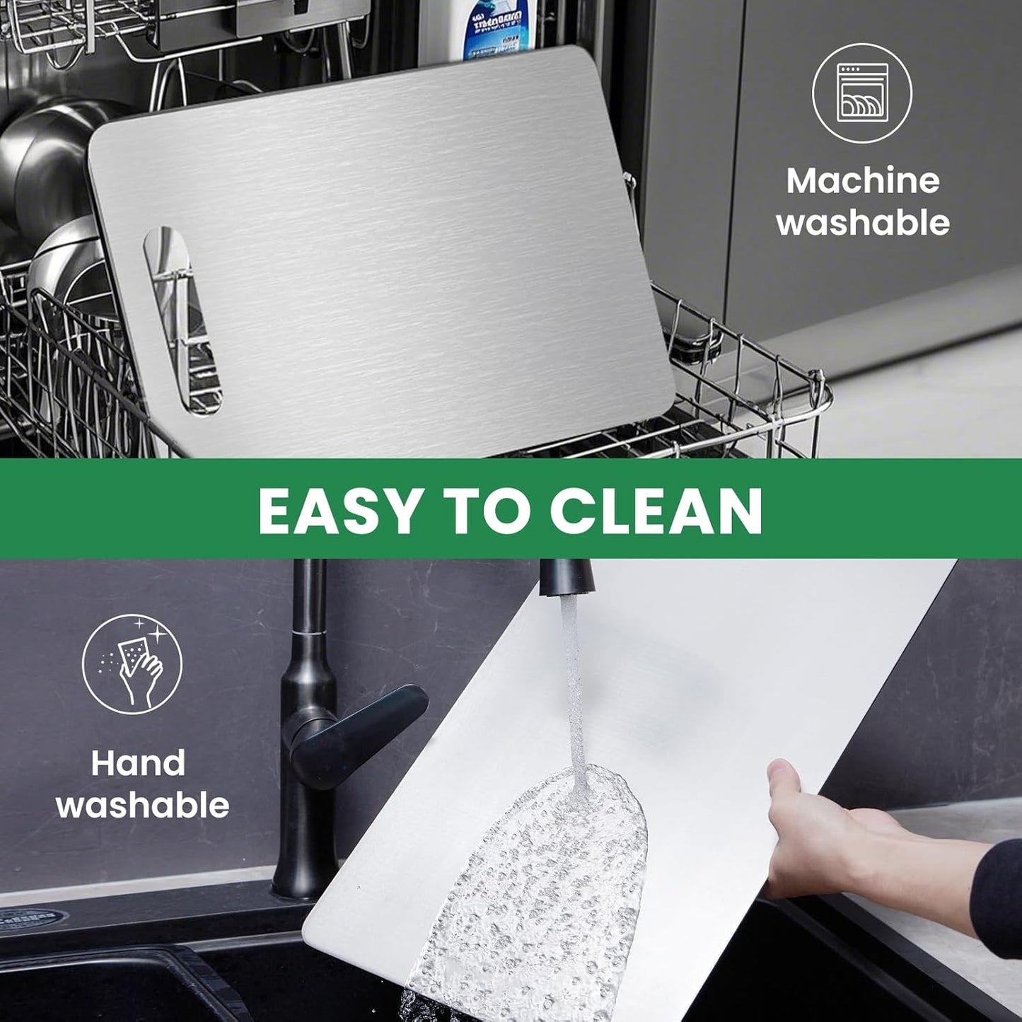 Titanium Cutting Board, 2025 New Upgrade 100% Pure Titanium Cutting Boards for Kitchen, Hygiene & Durability Non Stick Chopping Board, Double sided Cutting Mat, Easy to Clean (18 * 12)