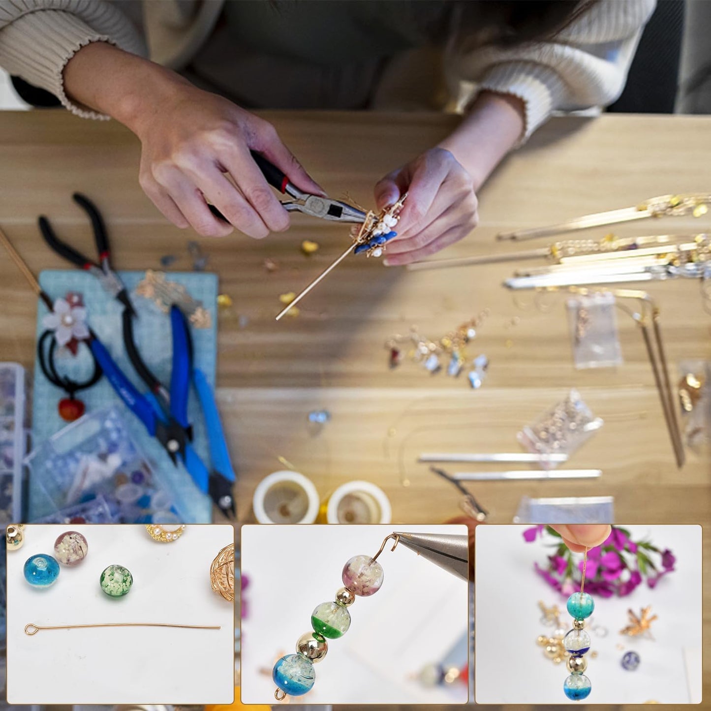 260pcs Silver Filled Flat Head Pins Non Tarnish Craft Earring Bracelet Jewelry Making Accessories Supplies (20mm (0.78in, Silver-Flat Head Pin)