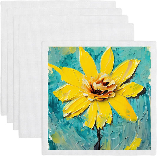 MECCANIXITY Canvas Boards for Painting, 12x12 Cotton Blank Primed Art Canvas Panels Acid-Free for Painting Supplies Oil Acrylic Tempera Watercolor Pouring Paint Artists(White, Pack of 5)