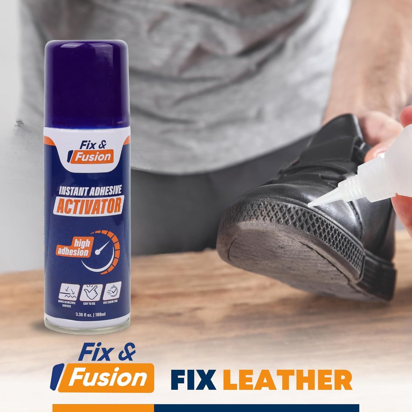 FIX & FUSION Activator Spray (3.38 Fl Oz), Instant Cure Accelerator for Cyanoacrylate (CA) Super Glue for Wood, Plastic, Rubber, Granite, and DIY & Professional, Accelerates Bonding Strength, (1 Pack)