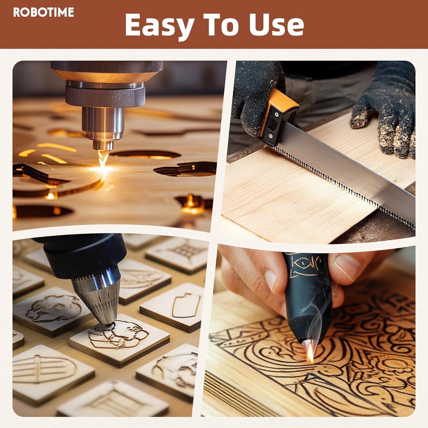 ROBOTIME 6-Pack Laser Wood Sheets 1/8" - 12 x 12 x 1/8 Inch - Mahogany - 3mm Plywood for Laser Cutting, Laser Engraving Blanks