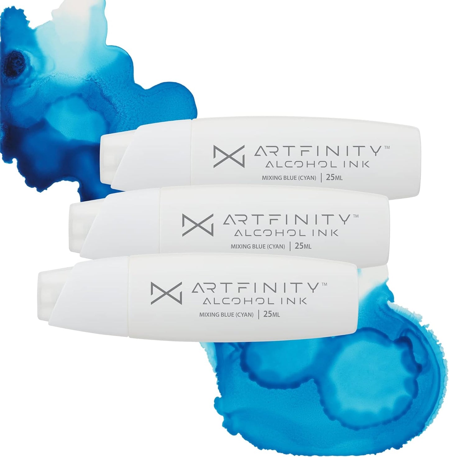 Alcohol Inks 3 Pack - Vibrant, Professional, Dye-Based Alcohol Inks for Artfinity Alcohol Markers, Artists, Drawing, & More! - Mixing Blue (Cyan) B2-5