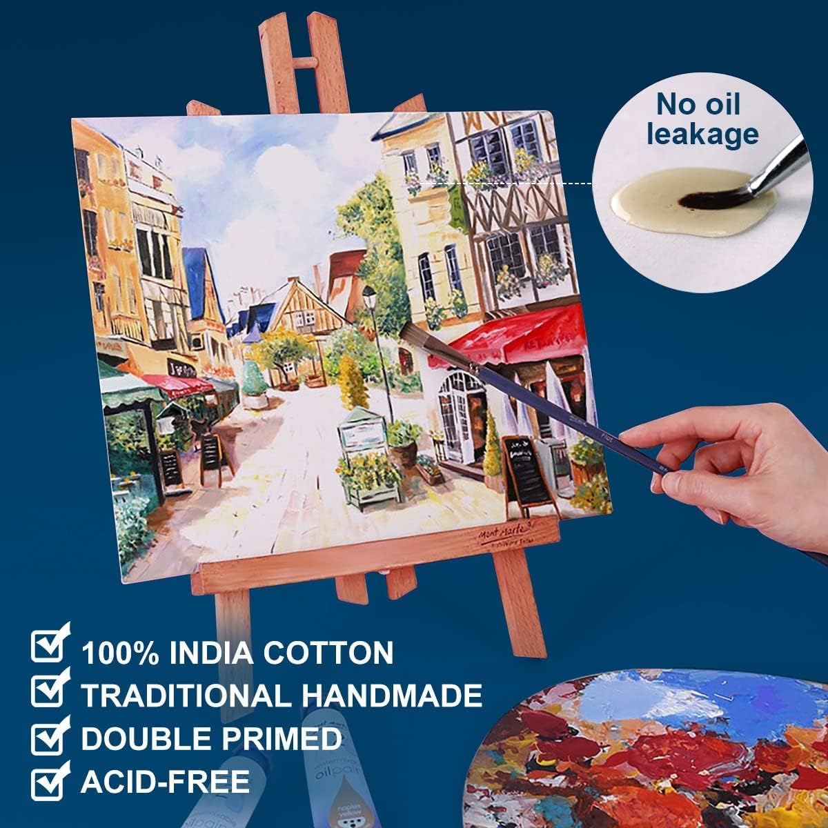 Canvas Panels 4x4 Inch 12-Pack, 10 oz Primed 100% Cotton White Blank Small Canvases for Painting, Square Flat Canvas Board for Oil Acrylics Watercolor & Tempera Paints