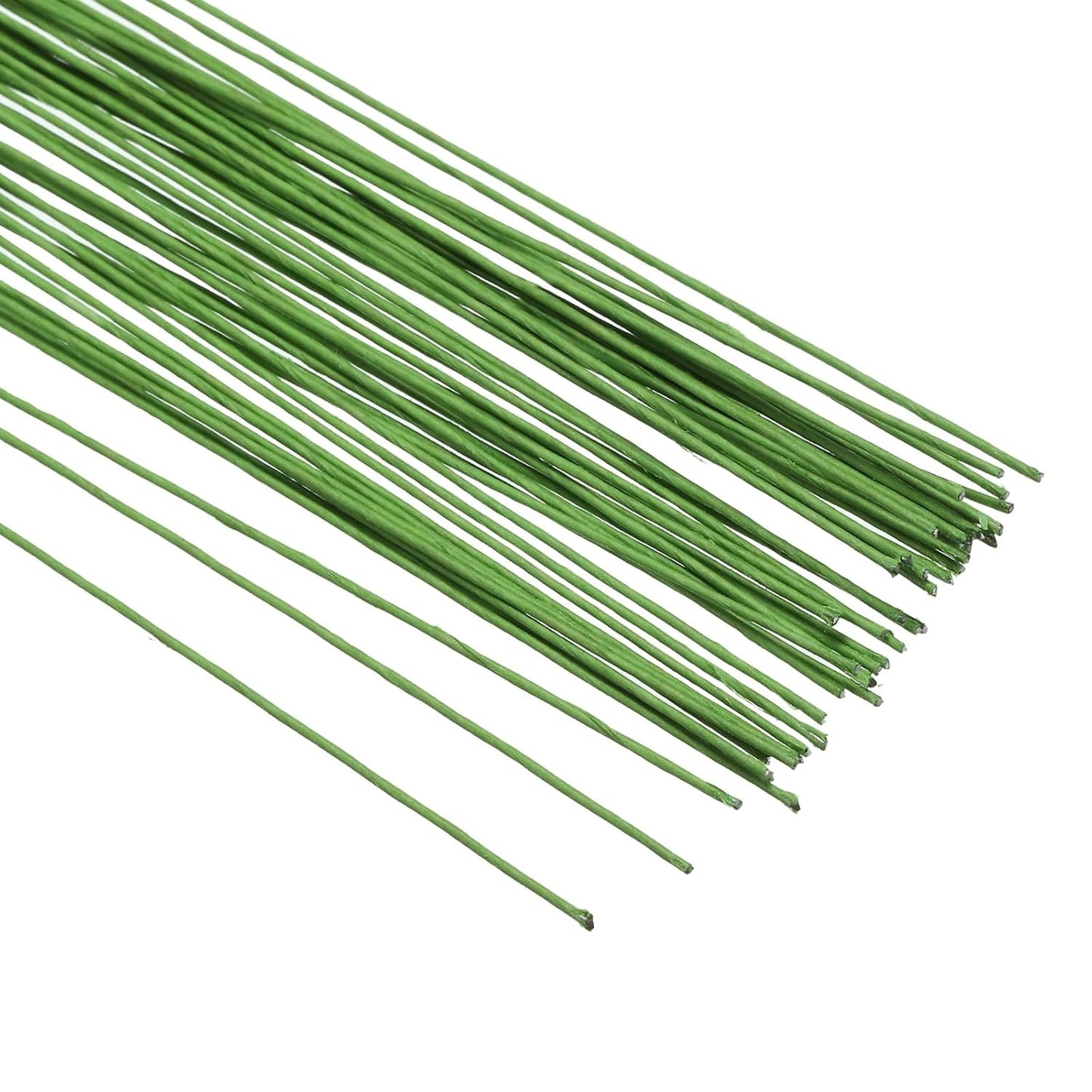 PATIKIL 22 Gauge 16" Floral Stem Wire, 100 Pcs Paper Wrapped Iron Artificial Flower Stem Accessories for DIY Bouquet Stem and Craft Decoration, Light Green