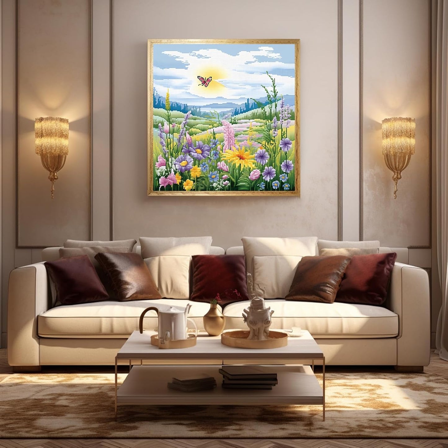 51buyoutgo Natural Landscape Cross Stitch Kits, 11 Ct Count Pre Printed Counted Stamped Cross Stitch Embroidery Needlepoint Patterns Kits for Adults Beginners, Easy Advanced Crossstitch Crossstitching