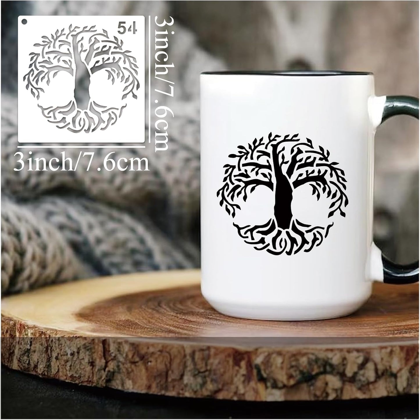 Small Stencils for Painting on Wood Reusable, 3 Inch Reusable Stencil for Craft Ornament Paint Template Stencils for Wall Card Rock Wood Signs Coasters Canvas Home Decor(Tree)