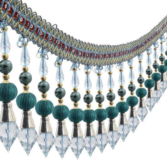 3yards Beading Fringe Trimming Long Beads Tassel Curtain Trim Ribbon Trim for Cover Edge Decorative (blue)