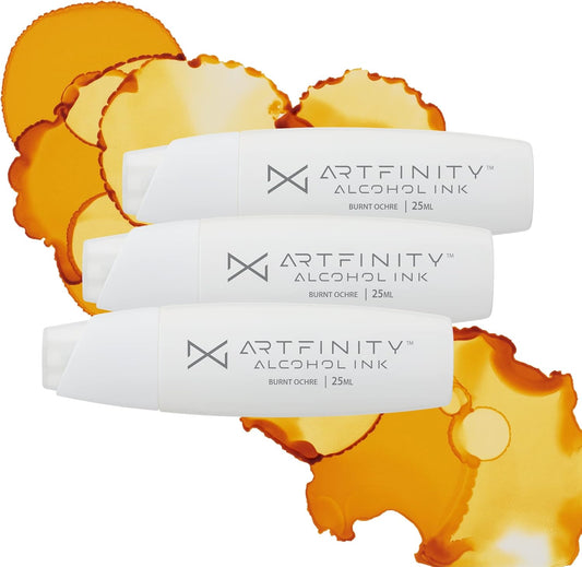 Alcohol Inks 3 Pack - Vibrant, Professional, Dye-Based Alcohol Inks for Artfinity Alcohol Markers, Artists, Drawing, & More! - Burnt Ochre YR4-3