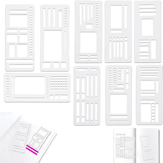 Handmade Flexible Record Template, Planner Stencil Set for Dot Grid Journals, DIY Flexible Drawing and Checklist Templates Suitable for Various Occasions (A+B+C)