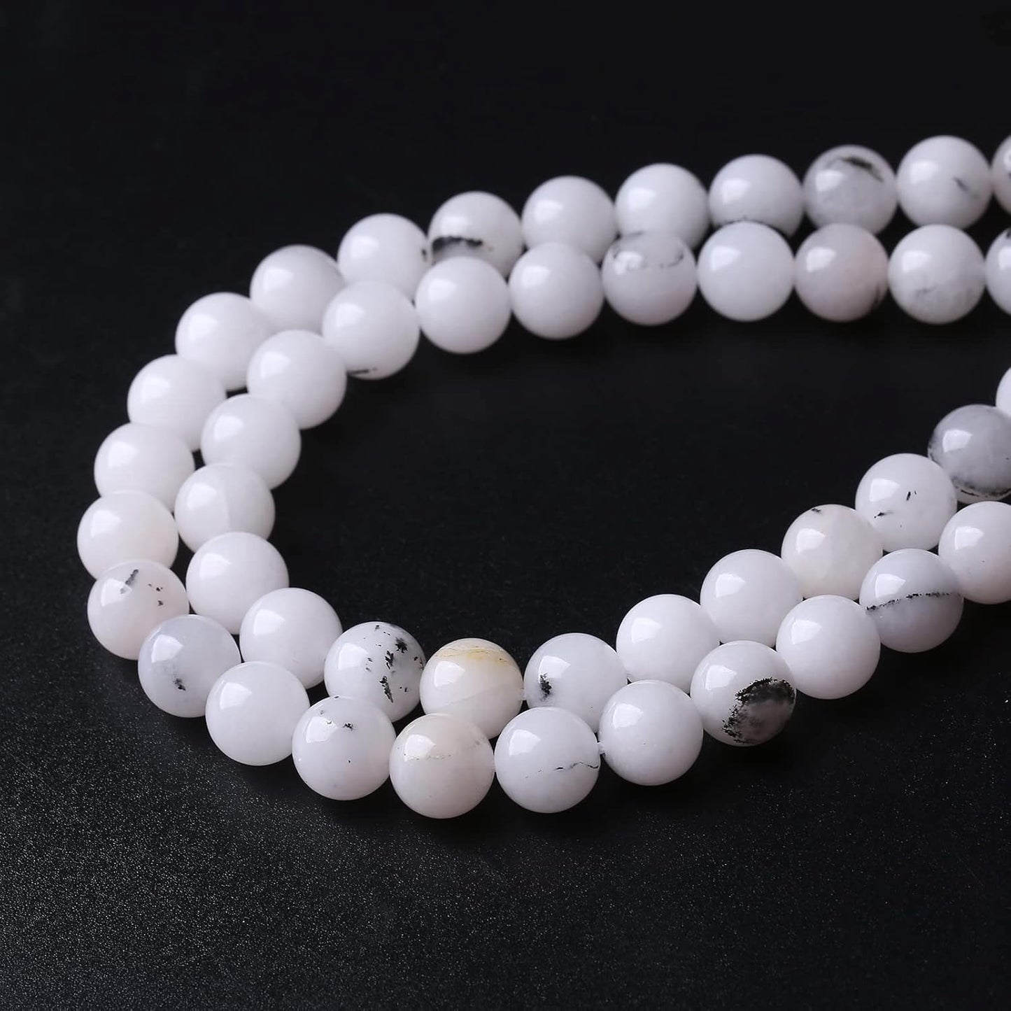 90PCS 4MM Black Rutilated Quartz Beads Round Loose Stone Beads for Jewelry Making DIY Energy Stone Healing Power Bracelet 15"