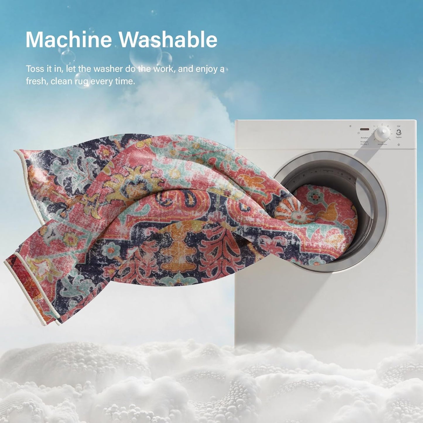 Lahome Bohemian Floral Medallion Runner Rug - 2'8"x8' Hot Pink Hallway Rug Runner, Soft Machine Washable Non-Slip Bedside Mat Cute Indoor Carpet for Kitchen Entryway Chair, Fuchsia/Multi