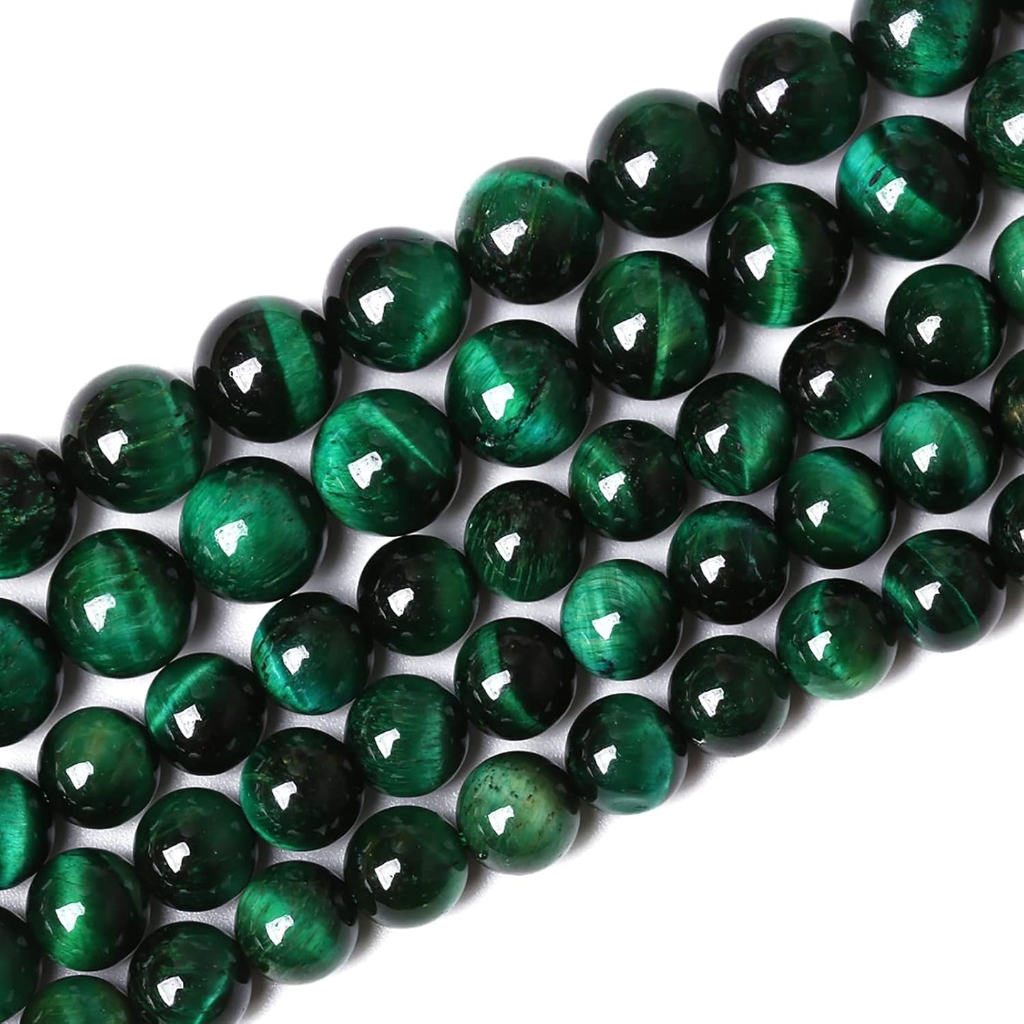 38PCS 10mm Top AAA Green Tiger Eye Beads Natural Stone Round Loose Beads for Jewelry Making DIY Bracelet,Necklace, Earrings 15" Inch