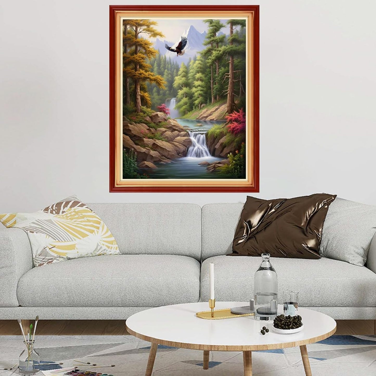 Dimxvean Stamped Cross Stitch Kits,Cross Stitch Kits for Adults Beginners,Embroidery Kits Full Range of Cross Stitch Stamped Kits Needlepoint Kits Cross Stitch Patterns-Mountain Scenery 16x20 inch